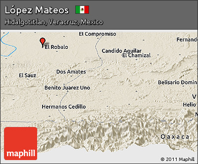 Shaded Relief Panoramic Map of López Mateos