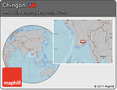 Gray Location Map of Chingon, hill shading