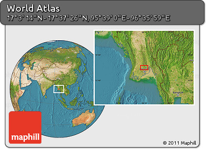 Satellite Location Map of the Area around 17° 20' 20" N, 96° 7' 30" E