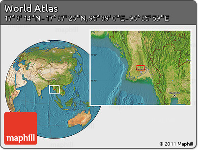 Satellite Location Map of the Area around 17° 20' 20" N, 96° 7' 30" E