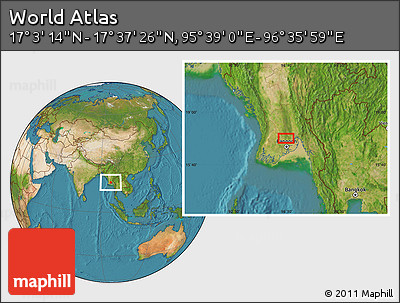 Satellite Location Map of the Area around 17° 20' 20" N, 96° 7' 30" E