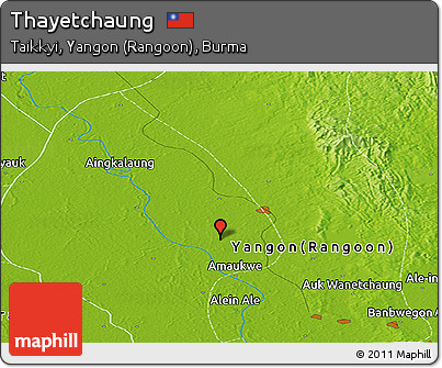 Physical Panoramic Map of Thayetchaung