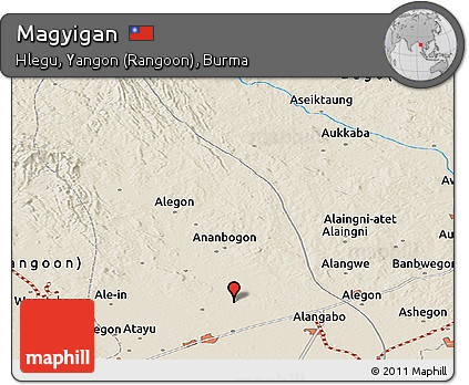 Shaded Relief Panoramic Map of Magyigan