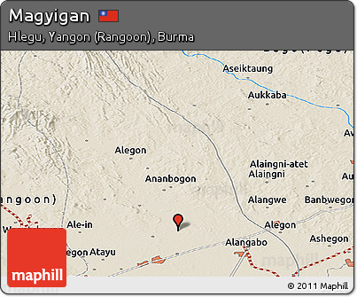 Shaded Relief Panoramic Map of Magyigan