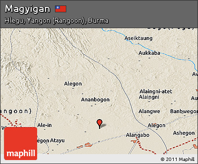 Shaded Relief Panoramic Map of Magyigan
