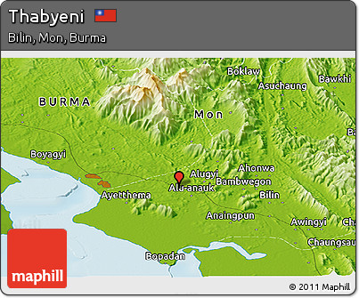 Physical Panoramic Map of Thabyeni