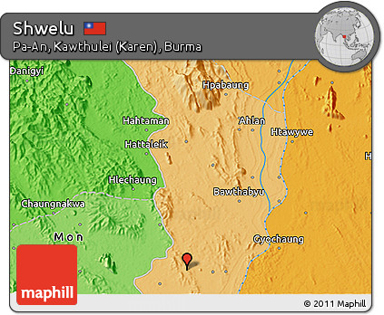Political 3D Map of Shwelu