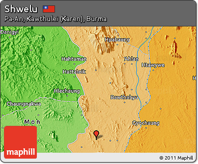 Political 3D Map of Shwelu