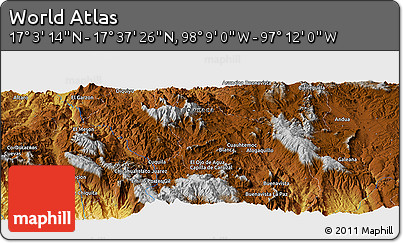 Physical Panoramic Map of the Area around 17° 20' 20" N, 97° 40' 30" W