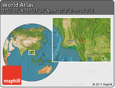 Satellite Location Map of the Area around 17° 20' 20" N, 98° 40' 30" E