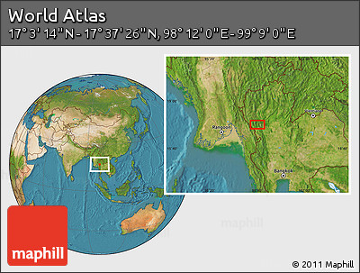 Satellite Location Map of the Area around 17° 20' 20" N, 98° 40' 30" E