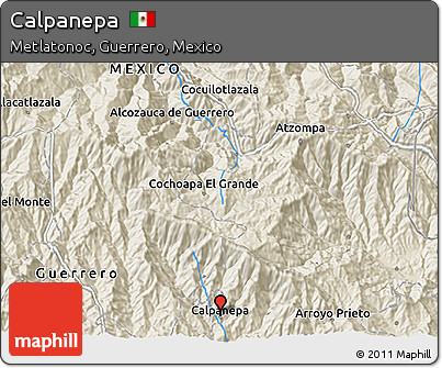 Shaded Relief 3D Map of Calpanepa