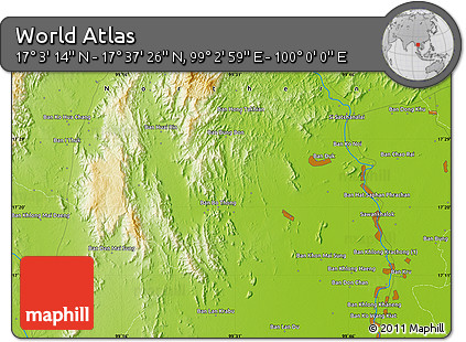 Physical Map of the Area around 17° 20' 20" N, 99° 31' 30" E