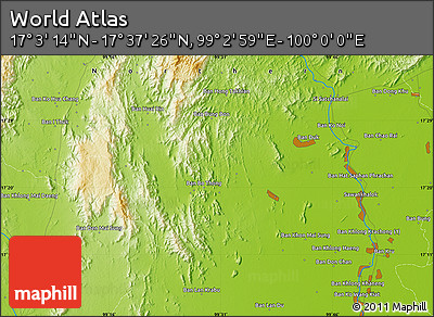 Physical Map of the Area around 17° 20' 20" N, 99° 31' 30" E
