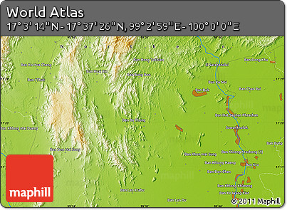 Physical Map of the Area around 17° 20' 20" N, 99° 31' 30" E