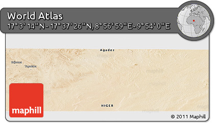 Satellite Panoramic Map of the Area around 17° 20' 20" N, 9° 25' 30" E