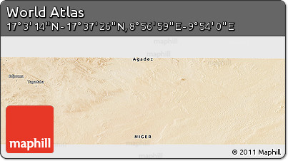 Satellite Panoramic Map of the Area around 17° 20' 20" N, 9° 25' 30" E