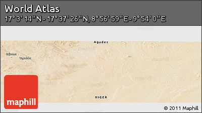 Satellite Panoramic Map of the Area around 17° 20' 20" N, 9° 25' 30" E