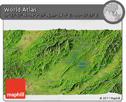 Satellite 3D Map of the Area around 17° 50' 55" N, 100° 22' 30" E