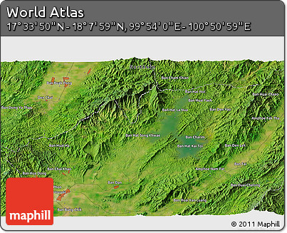 Satellite 3D Map of the Area around 17° 50' 55" N, 100° 22' 30" E