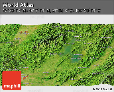 Satellite 3D Map of the Area around 17° 50' 55" N, 100° 22' 30" E
