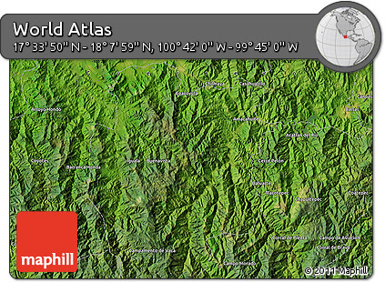 Satellite Map of the Area around 17° 50' 55" N, 100° 13' 29" W