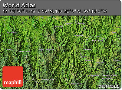 Satellite Map of the Area around 17° 50' 55" N, 100° 13' 29" W