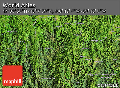 Satellite Map of the Area around 17° 50' 55" N, 100° 13' 29" W