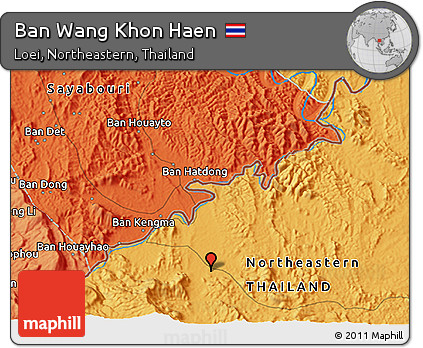 Political 3D Map of Ban Wang Khon Haen