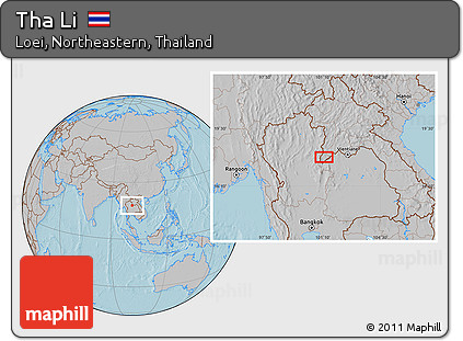 Gray Location Map of Tha Li, hill shading