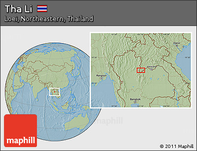 Savanna Style Location Map of Tha Li, hill shading