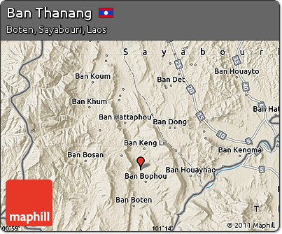 Shaded Relief Map of Ban Thanang