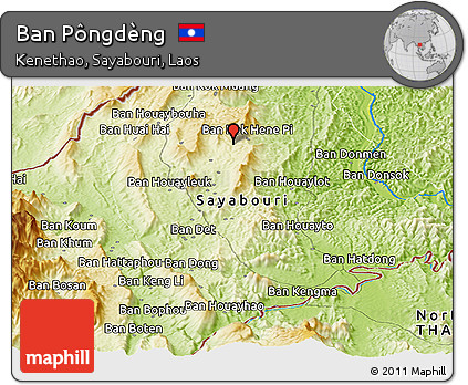 Physical Panoramic Map of Ban Pôngdèng