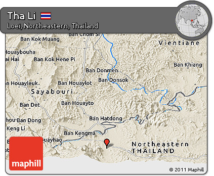 Shaded Relief Panoramic Map of Tha Li