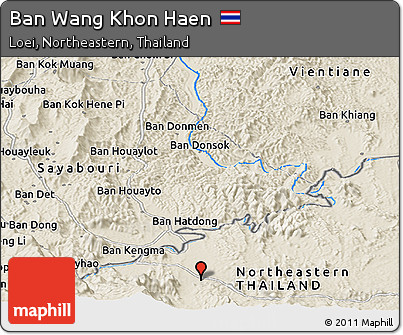 Shaded Relief Panoramic Map of Ban Wang Khon Haen