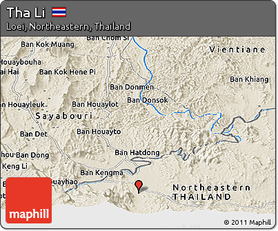 Shaded Relief Panoramic Map of Tha Li
