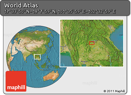 Satellite Location Map of the Area around 17° 50' 55" N, 102° 4' 29" E