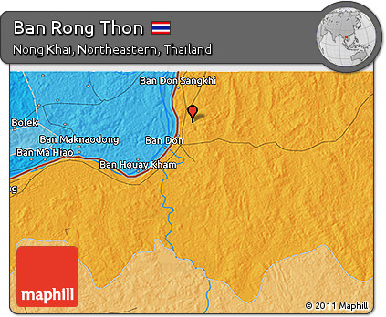 Political 3D Map of Ban Rong Thon