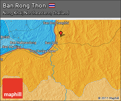 Political 3D Map of Ban Rong Thon