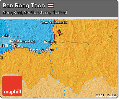 Political 3D Map of Ban Rong Thon