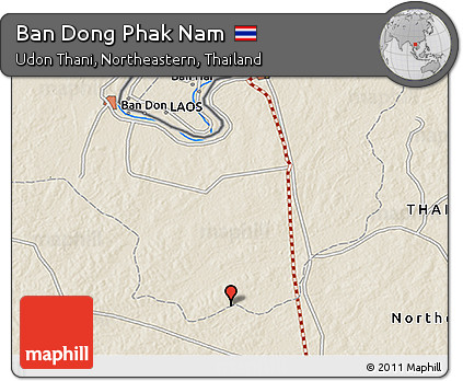 Shaded Relief 3D Map of Ban Dong Phak Nam