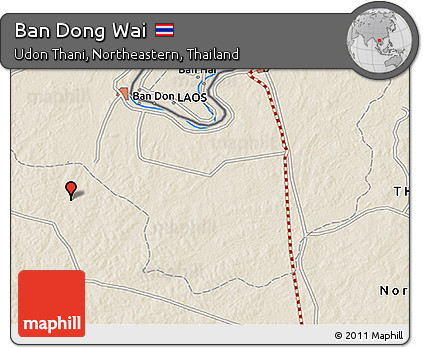 Shaded Relief 3D Map of Ban Dong Wai
