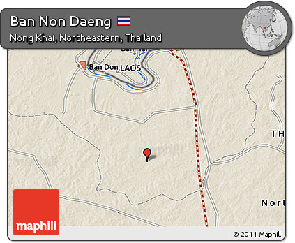 Shaded Relief 3D Map of Ban Non Daeng