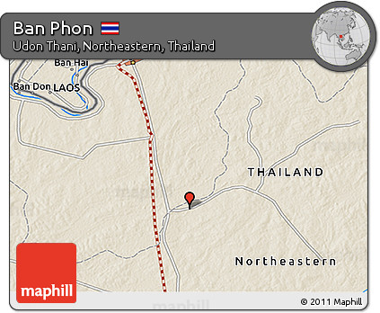Shaded Relief 3D Map of Ban Phon