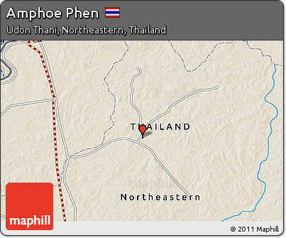 Shaded Relief 3D Map of Amphoe Phen
