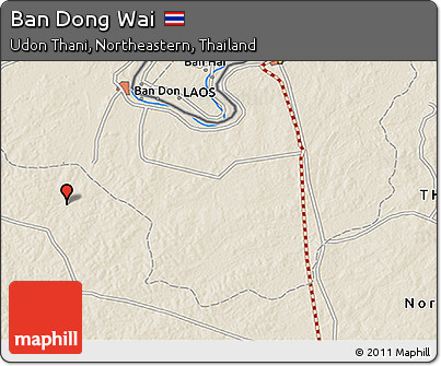 Shaded Relief 3D Map of Ban Dong Wai