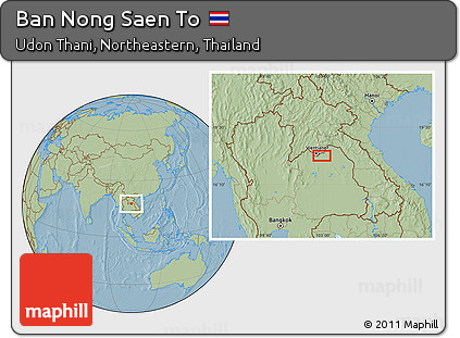 Savanna Style Location Map of Ban Nong Saen To, hill shading
