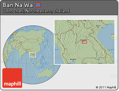 Savanna Style Location Map of Ban Na Wa, hill shading