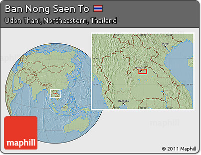 Savanna Style Location Map of Ban Nong Saen To, hill shading