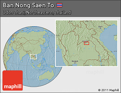 Savanna Style Location Map of Ban Nong Saen To, hill shading